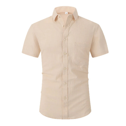 Cotton Line Hot Sale Men's Short-Sleeved Shirts Summer Solid Color