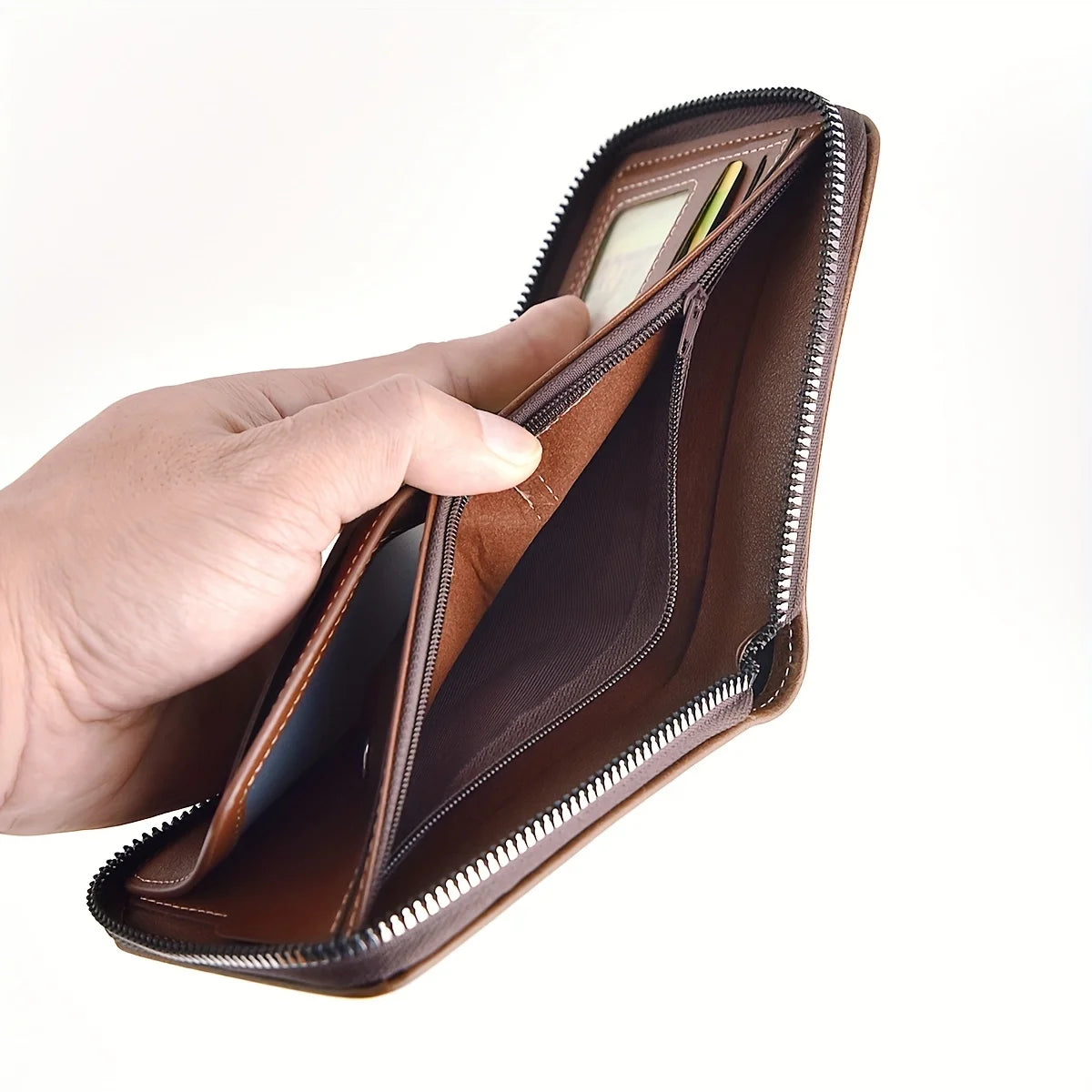 Men's Wallet Made of PU Wax Oil Skin Purse for Men Coin Purse Short