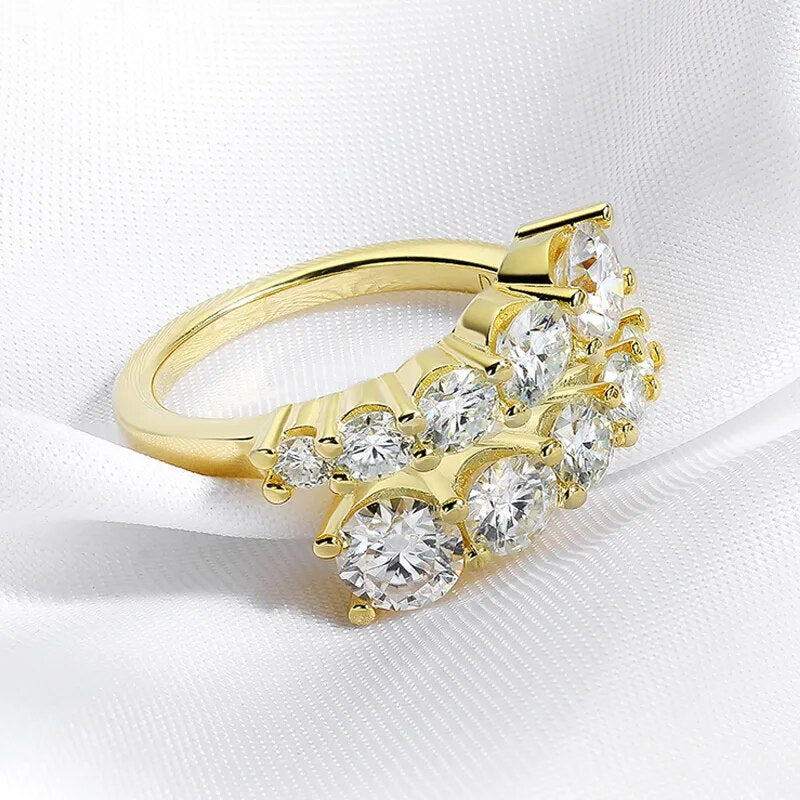 Smyoue 10 Gems Full Moissanite Rings for Women Sparkling Flawless Lab