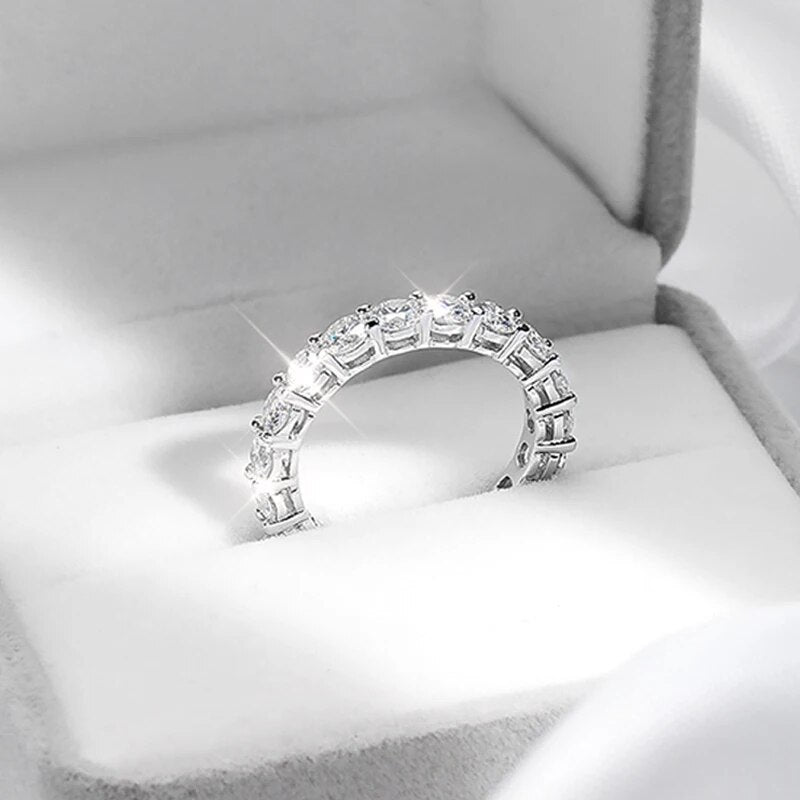 Smyoue 2-5mm Full Moissanite Ring for Women Sparkling Wedding Eternity