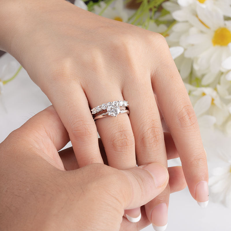 Smyoue 0.7CT 3mm Gemstone Moissanite Rings for Women S925 Silver