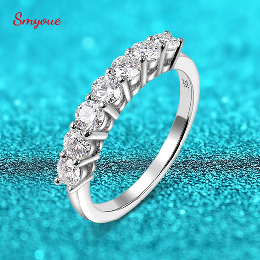 Smyoue 0.7CT 3mm Gemstone Moissanite Rings for Women S925 Silver
