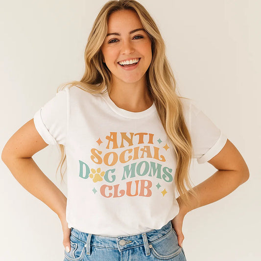 Anti Social Dog Moms Club T-Shirt Graphic Tee