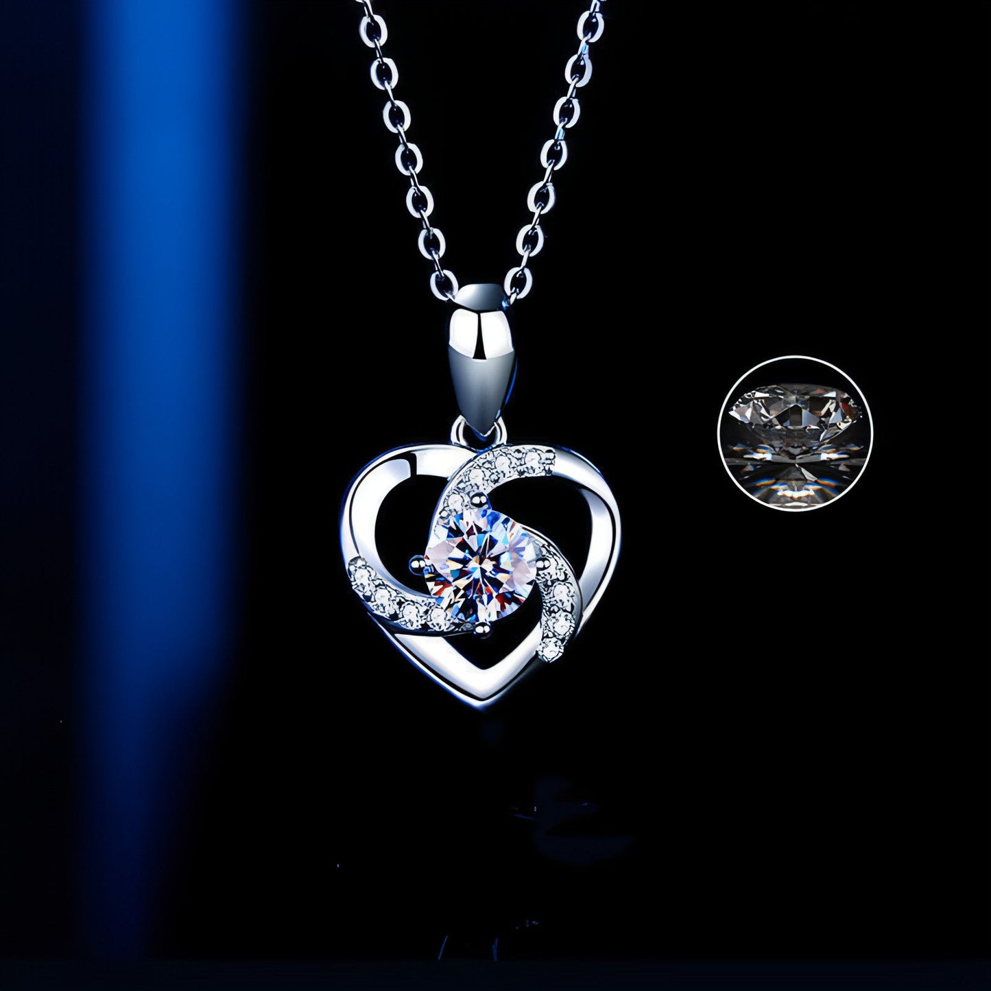 LuxeHeart™ – 18K Moissanite Platinum Heart Necklace