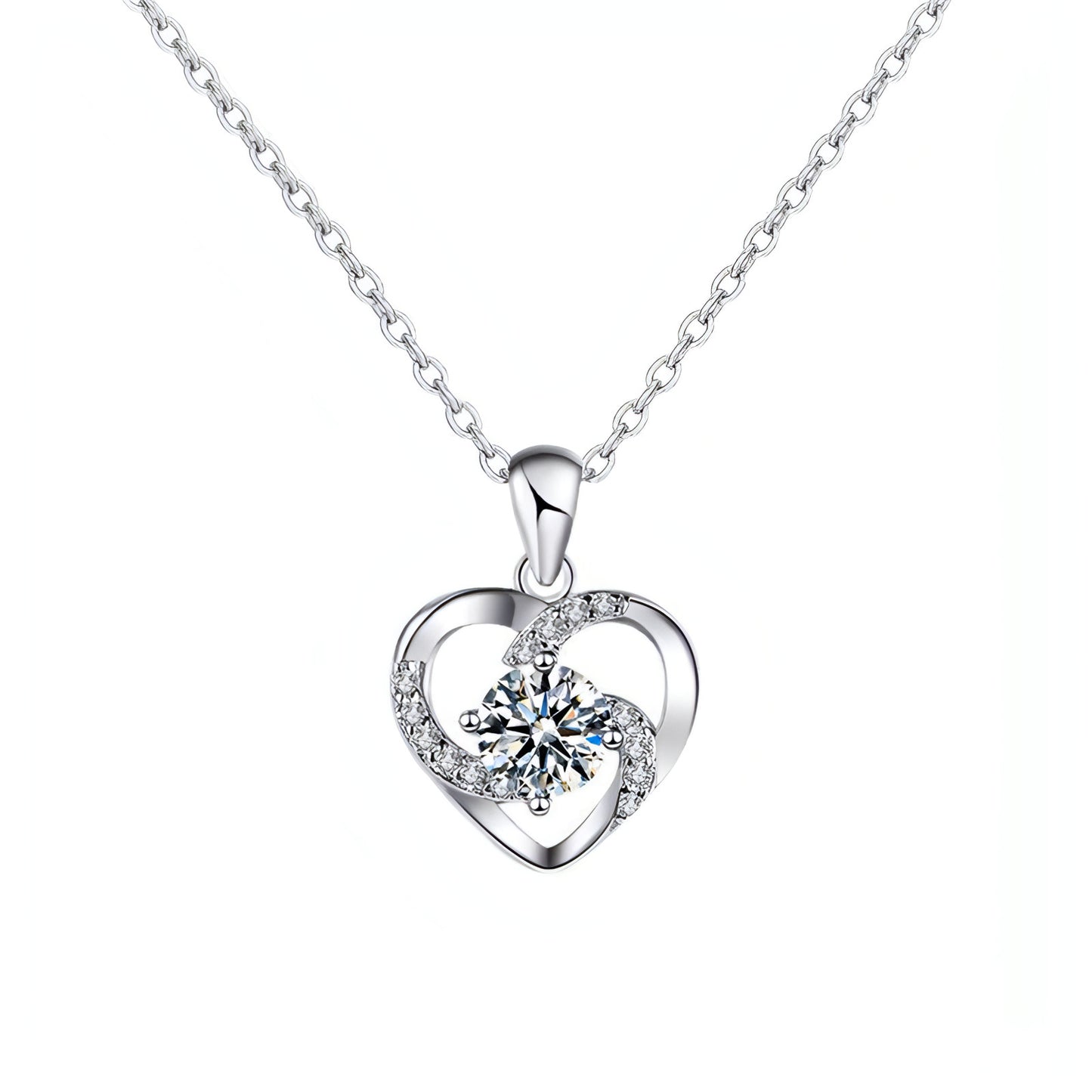 LuxeHeart™ – 18K Moissanite Platinum Heart Necklace