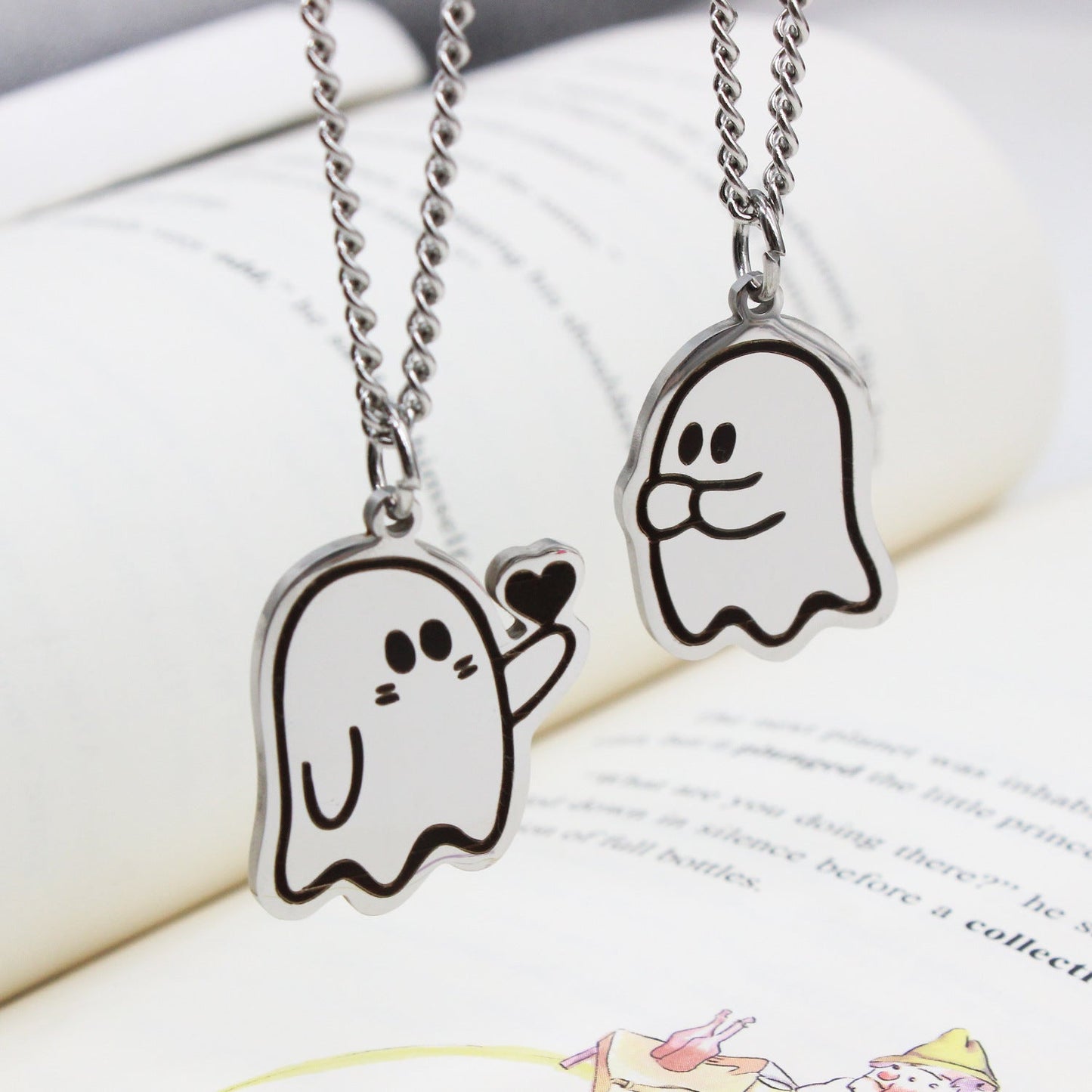 Halloween Cute Love Ghost Necklace Couple Pendant Necklace Men Women