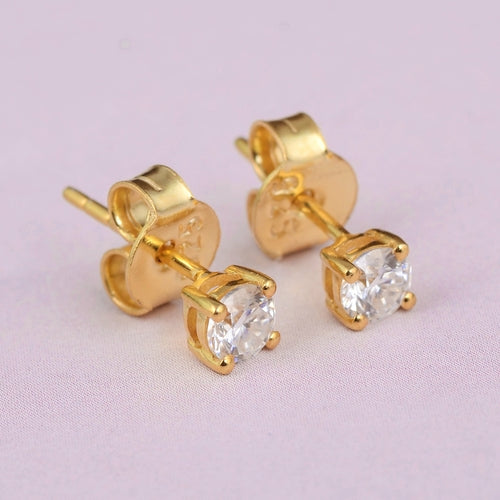 White Moissanite Stud Earrings Sterling Silver