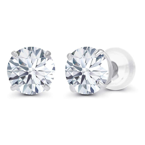 2CTW Created Moissanite Stud Earrings (G-VS) in Choice of 14K White