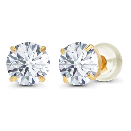 2CTW Created Moissanite Stud Earrings (G-VS) in Choice of 14K White